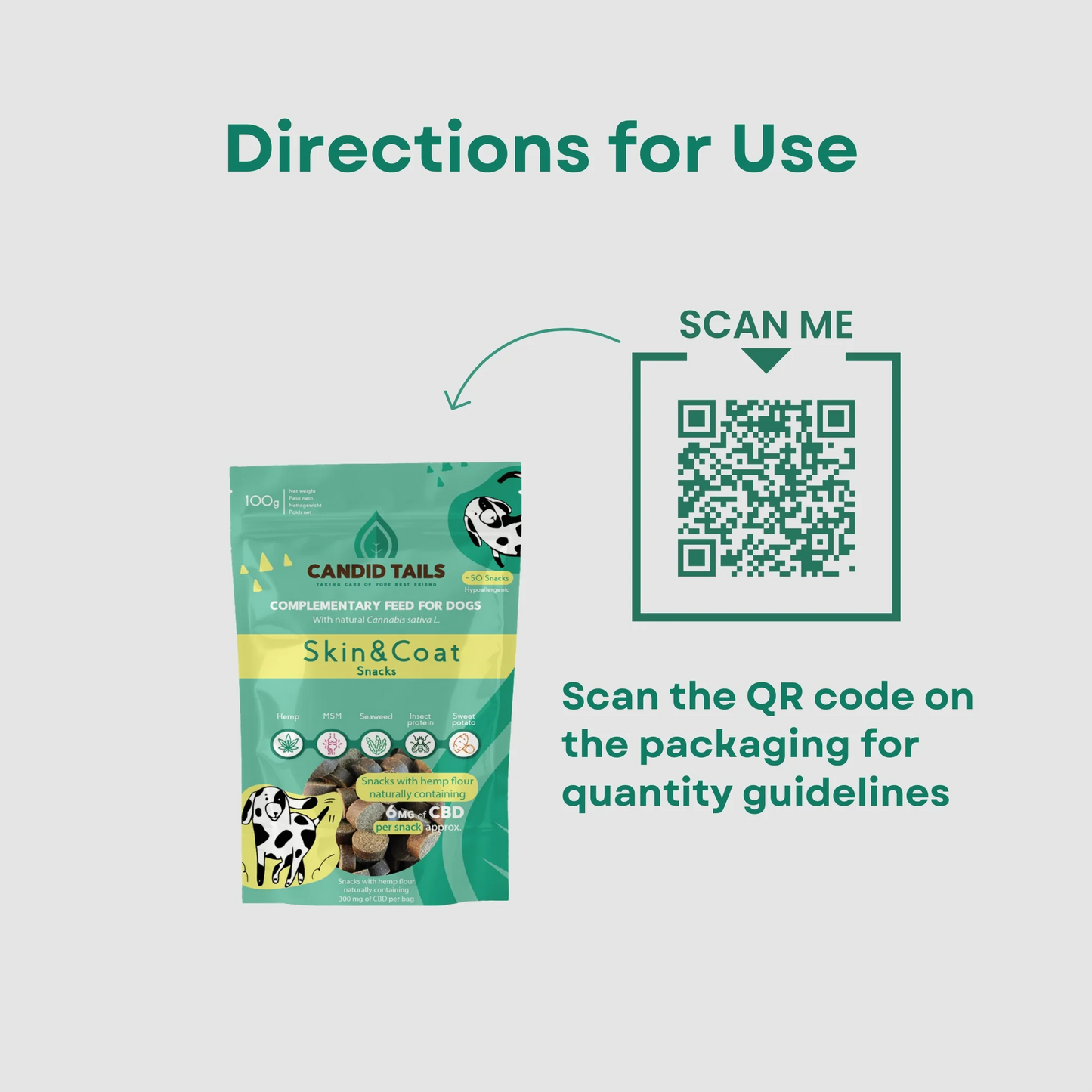 CandidTails Skin & Coat CBD Snacks for Dogs (300mg)