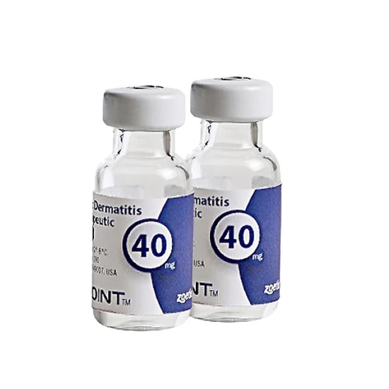 Two vials of cytopoint with a dosage of 40 mg on a white background.