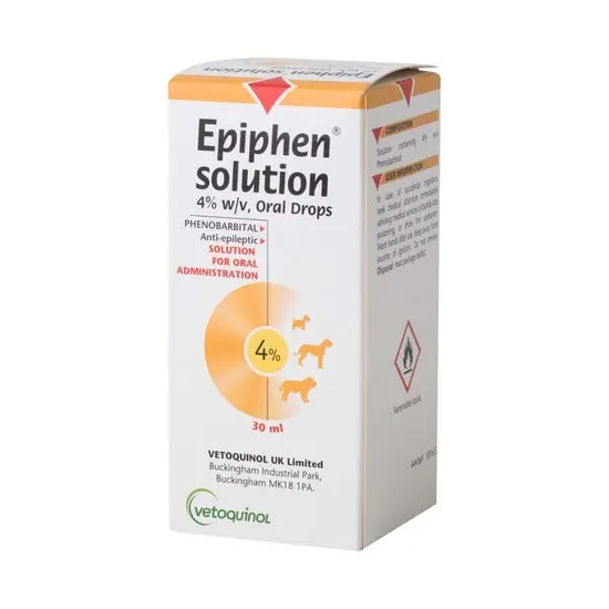 Epiphen solution packaging for oral drops on a white background
