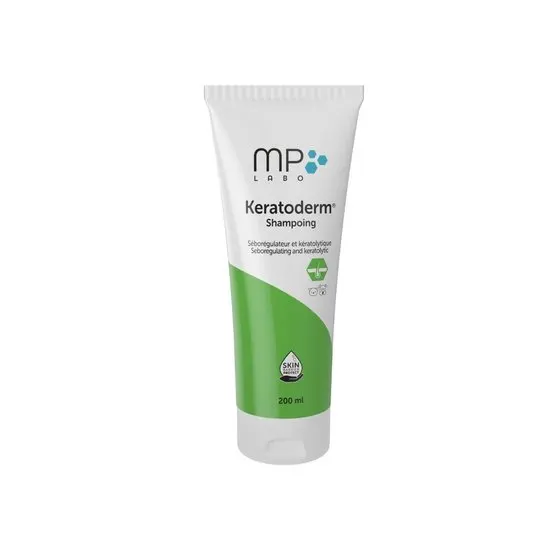 MP Labo Keratoderm shampoo tube on a white background