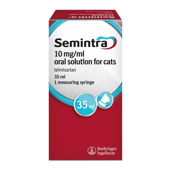 Semintra 10 mg/ml oral solution for cats packaging on a white background