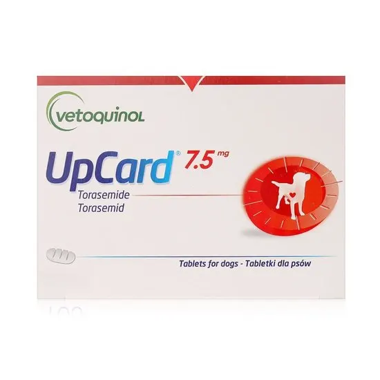 Vetoquinol UpCard 7.5 mg packaging for dogs on a white background
