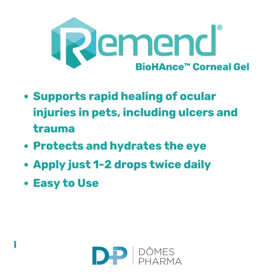 Advertisement for Remend BioHAnce Corneal Gel with product details on a white background.