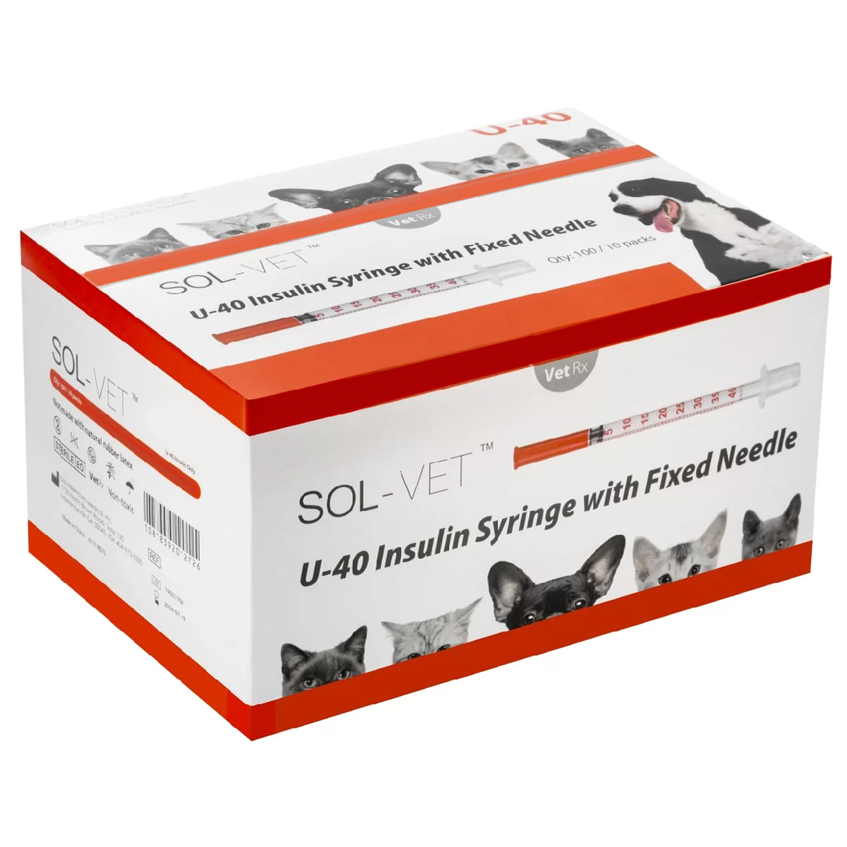 U-40 Insulin Syringes (Compatible with ProZinc & Caninsulin) Box of 100
