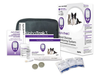 AlphaTrak3 blood glucose monitoring system for pets on a white background