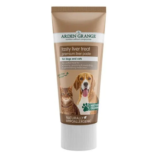 Arden Grange liver treat premium liver paste for dogs and cats on a white background