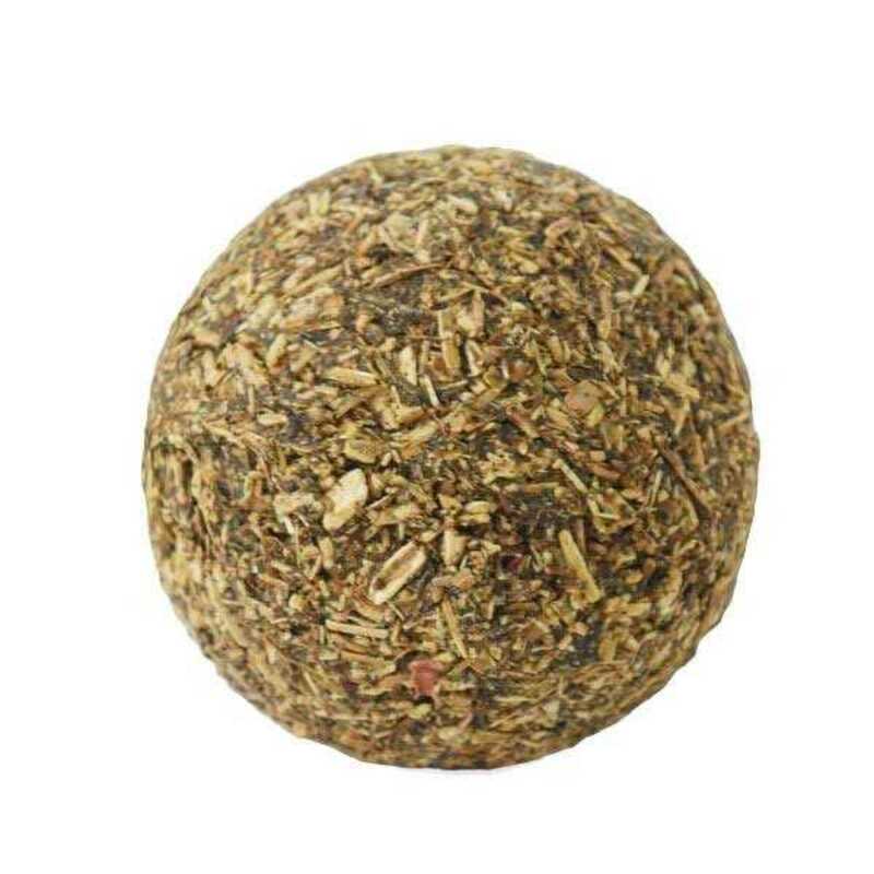 Round ball of catnip on a white background