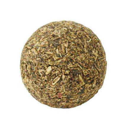 Round ball of catnip on a white background