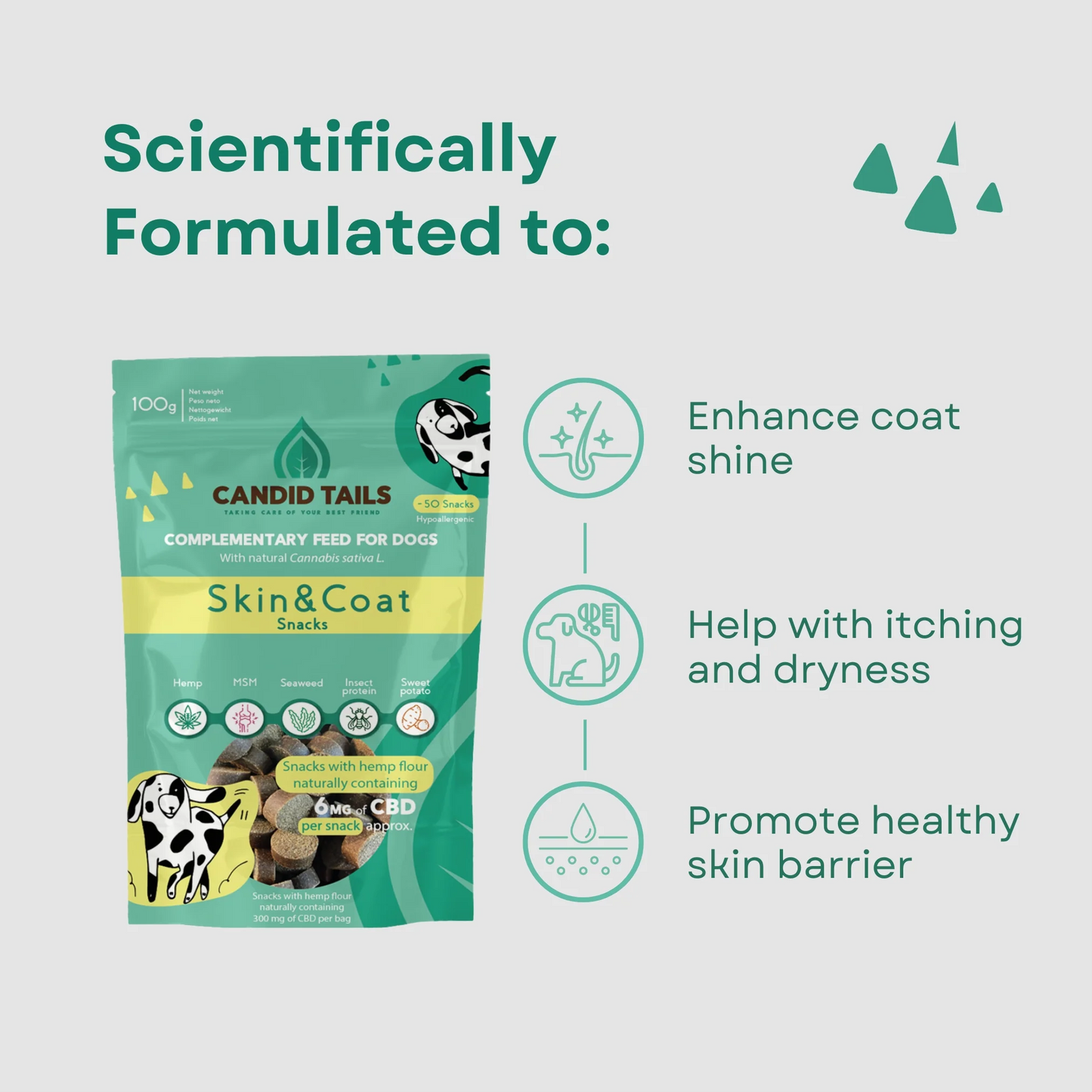 CandidTails Skin & Coat CBD Snacks for Dogs (300mg)