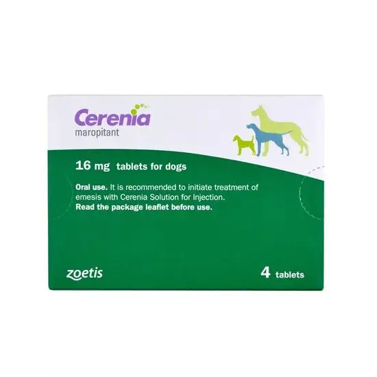 Cerena 16mg packaging for dogs with green and white design