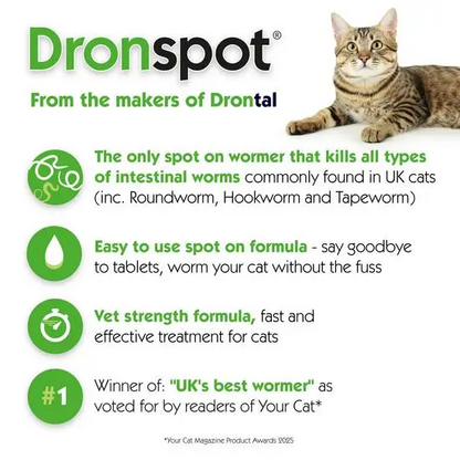 Drontal Wormer Spot-On for Cats (formerly Dronspot)