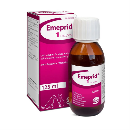 Emeprid bottle 1mg/ml and packaging on a white background