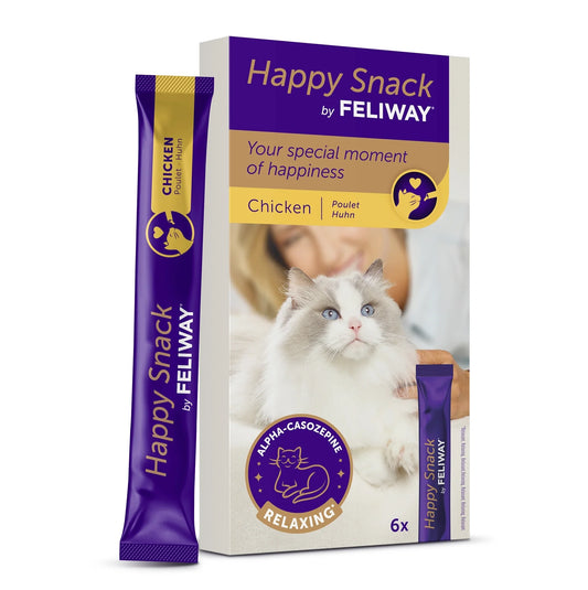 Feliway Happy Snack packaging with a cat on a white background