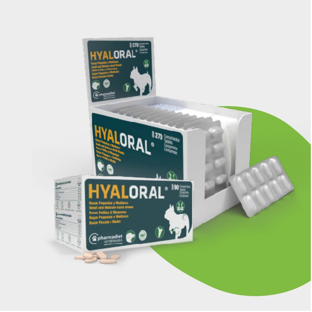 Hyaloral packaging for pets on a white background