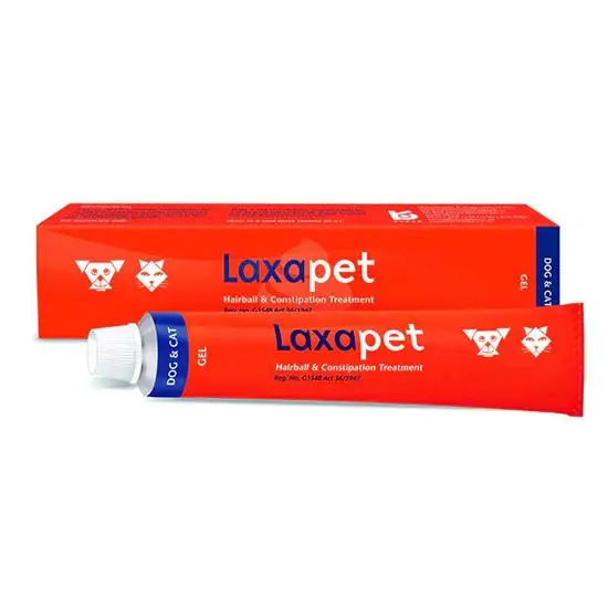 Laxapet hairball and constipation treatment packaging on a white background