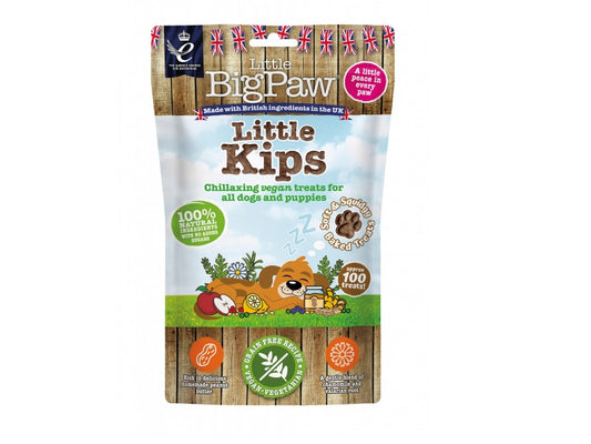 Package of Little Big Paw Little Kips dog treats on a white background
