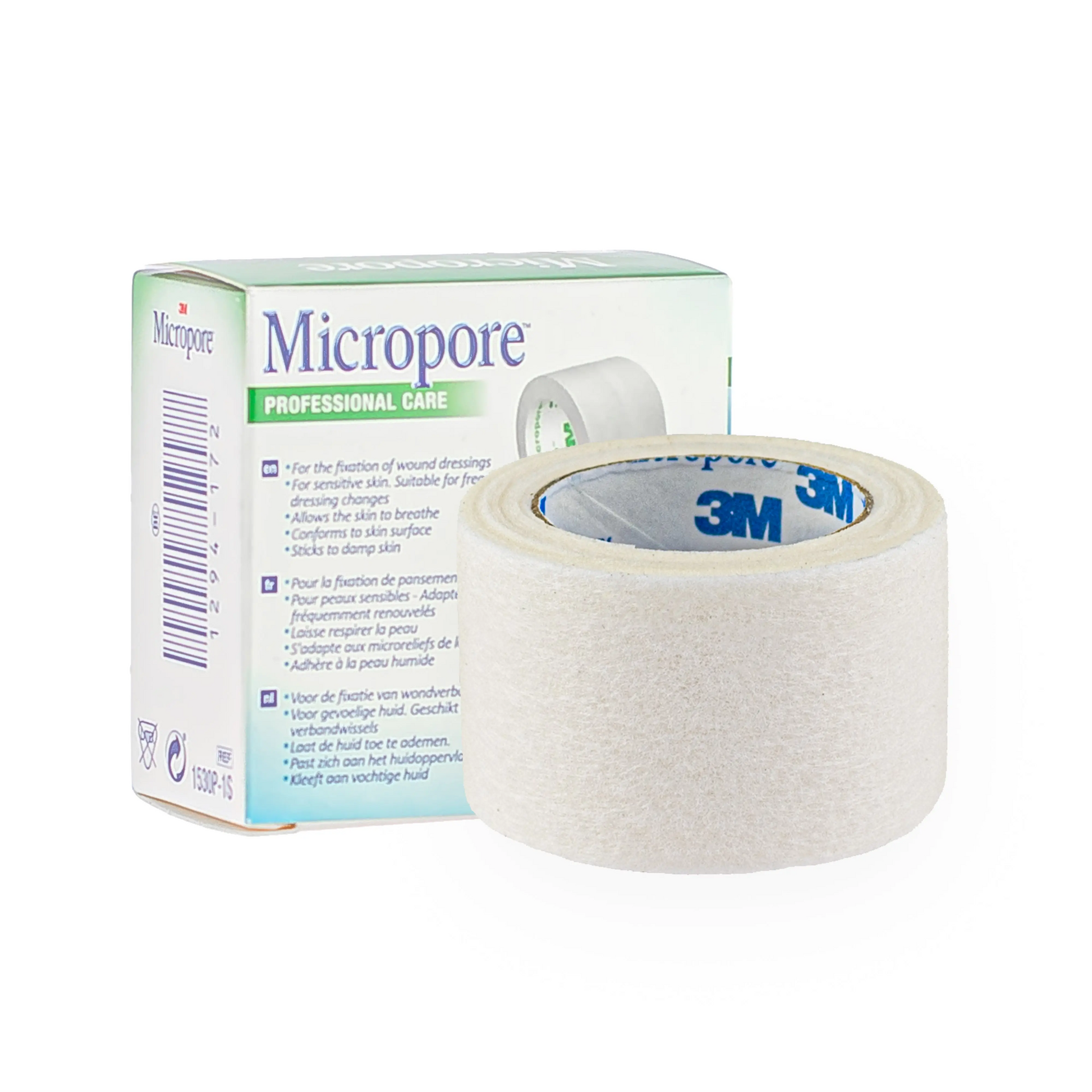 Micropore tape with packaging on a white background
