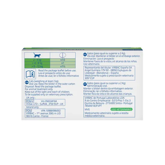 Box of milpro cat with instructions and ingredients on white background