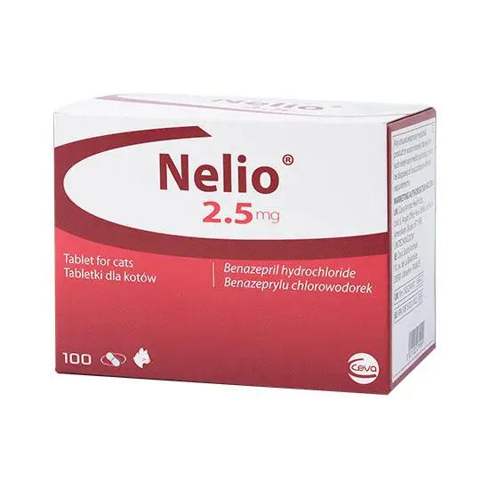 Nelio 2.5 mg packaging for cats on a white background