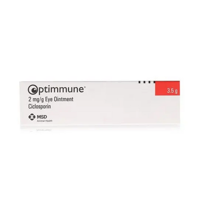 Optimmune eye ointment packaging on a white background