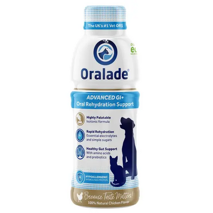Oralade Advanced GI+ Oral Rehydration Support bottle on a white background