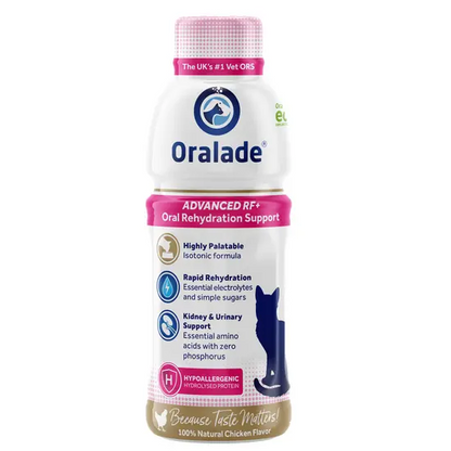 Oralade RF bottle for pets on a white background