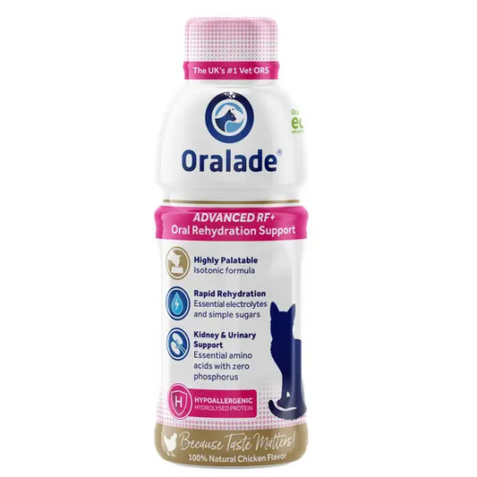 Oralade RF bottle for pets on a white background