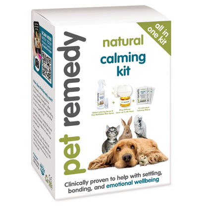 Pet Remedy natural calming kit packaging for pets on a white background