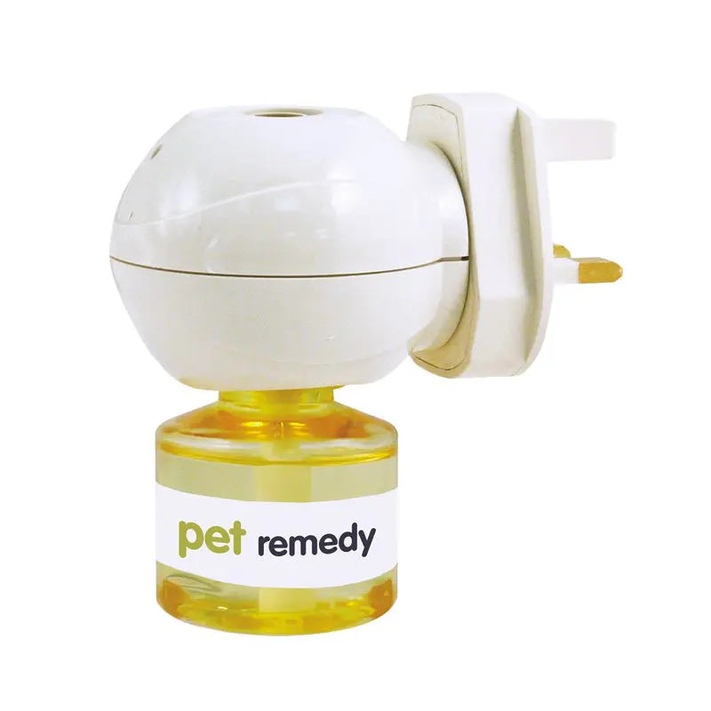 White and yellow pet remedy diffuser on a white background