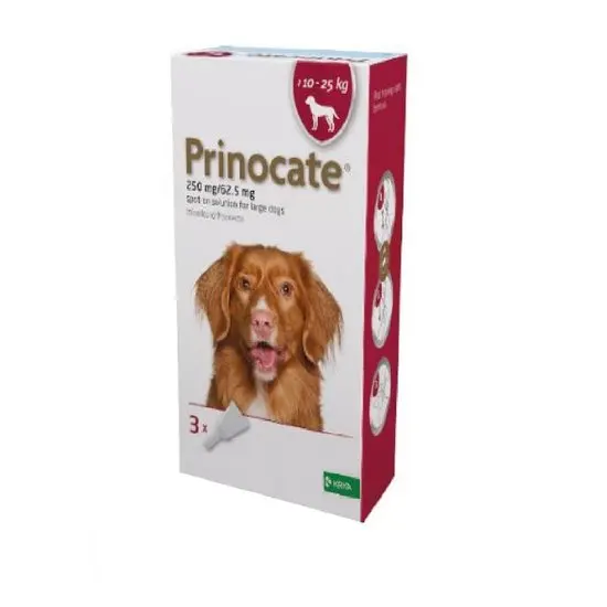 Prinocate packaging for large dogs 10-25kg with a dog image on a white background