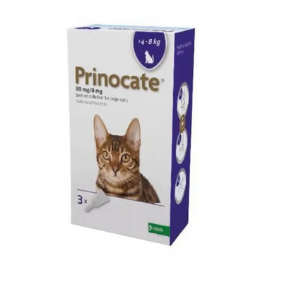 Prinocate packaging for cats 4-8kg with a cat illustration on a white background