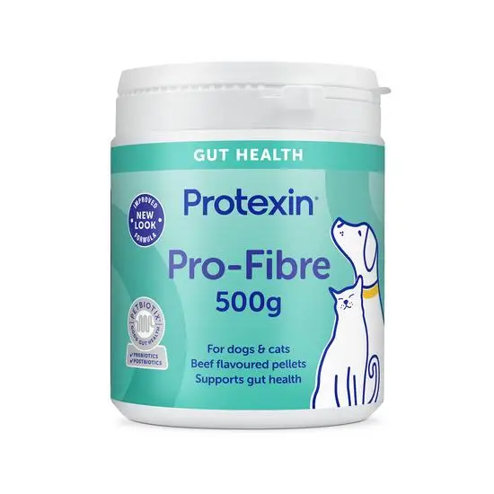 Protexin Pro-Fibre supplement container for dogs and cats on a white background