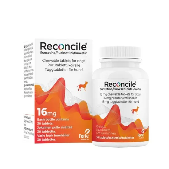 Reconcile 16mg chewable tablets for dogs packaging with white background