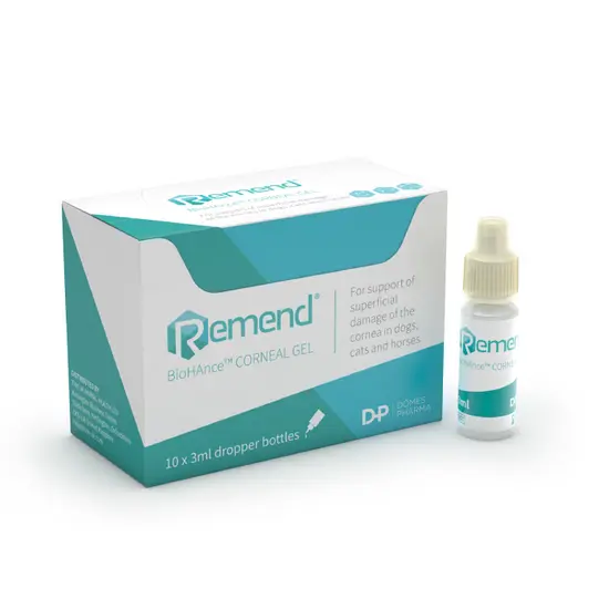 Remend cornal gel packaging with dropper bottle on a white background