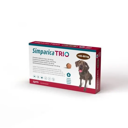Simparica TRIO packaging for dogs over 40-60 kg on a white background