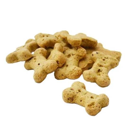 Dog bone-shaped cookies on a white background