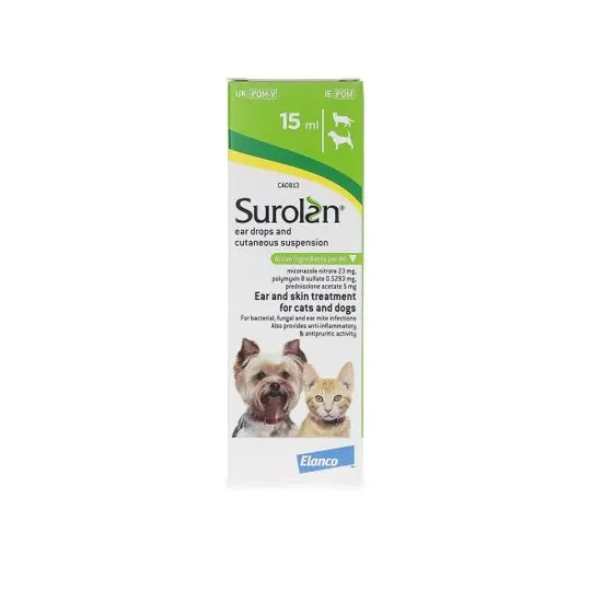 Surolan Cutaneous Ear Drops Suspension for Dogs and Cats