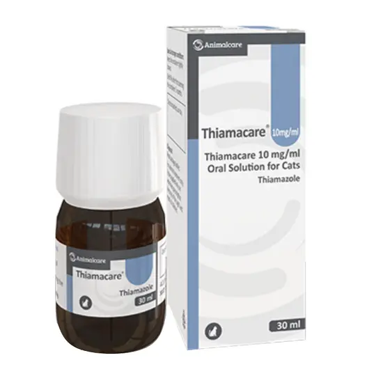 Thiamacare 10mg/ml bottle and packaging on a white background
