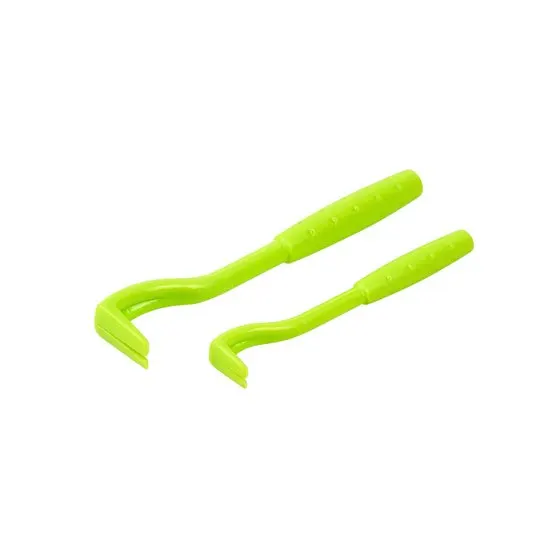 2 green tick remover forceps on white background