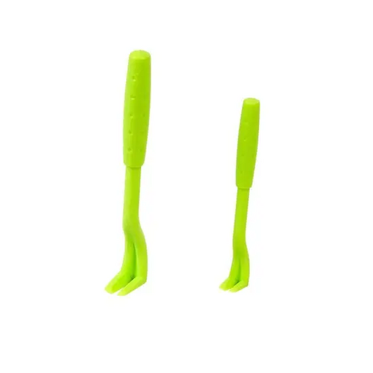 2 green tick remover forceps on white background
