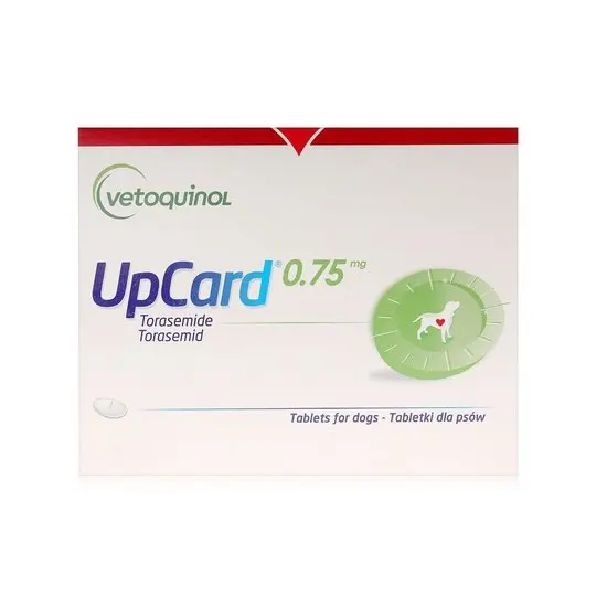 Vetoquinol UpCard 0.75 mg packaging for dogs on a white background