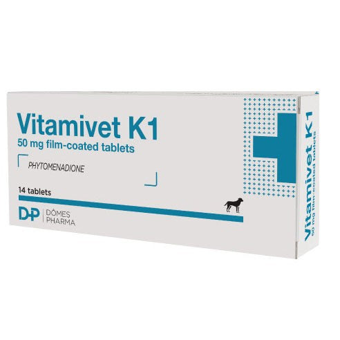 Vitamivet K1 50mg Film-Coated Tablets for Dogs (Pack of 14)