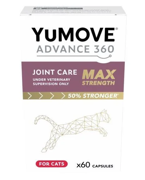 YuMOVE Advance 360 joint care supplement packaging for cats on a white background