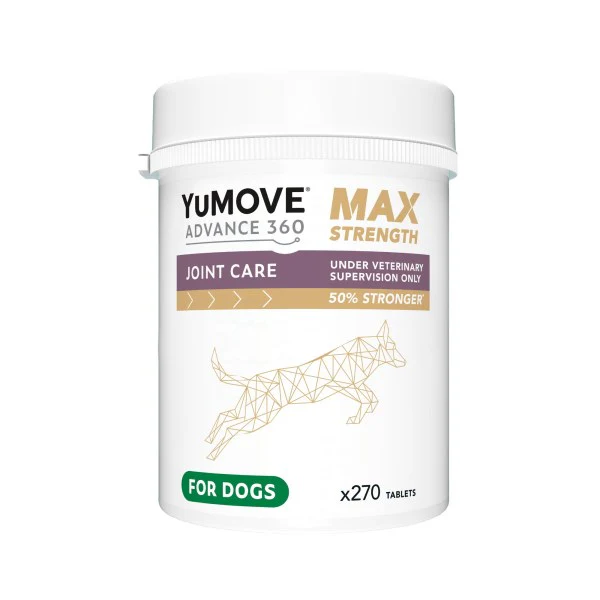 YuMOVE Advance 360 Max Strength joint care supplement for dogs on a white background